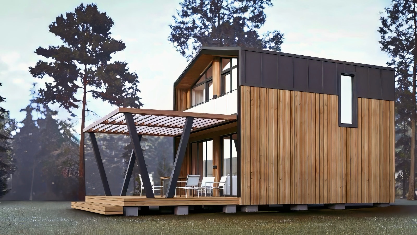 Modulhaus SERENA mit überdachter Terrasse und modernem Design in deiner Region.