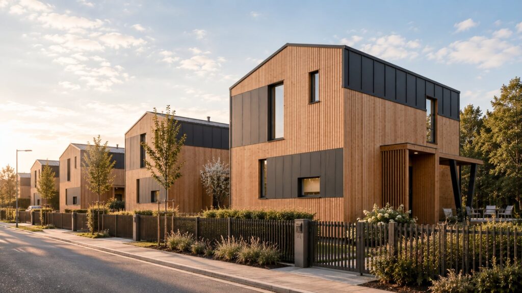 Moderne Modulhäuser in nachhaltiger Holzbauweise mit hochwertiger Architektur und energieeffizientem Wohnkonzept